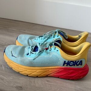 Hoka Women’s Light Blue with Yellow & Red Gradient Sneakers